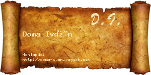 Doma Iván névjegykártya